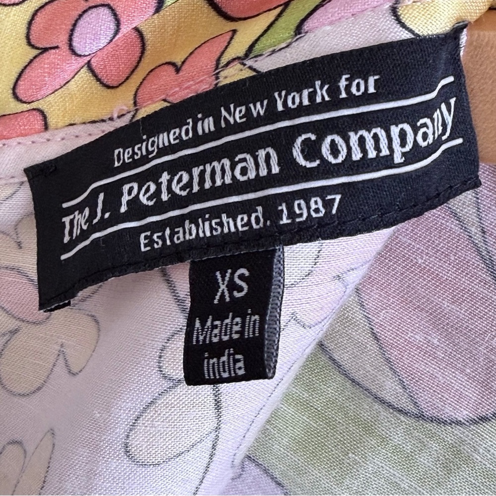 J. Peterman Psychedelic Floral Print Mandarin Collar Wide Leg Retro Mod Jumpsuit - Picture 14 of 16